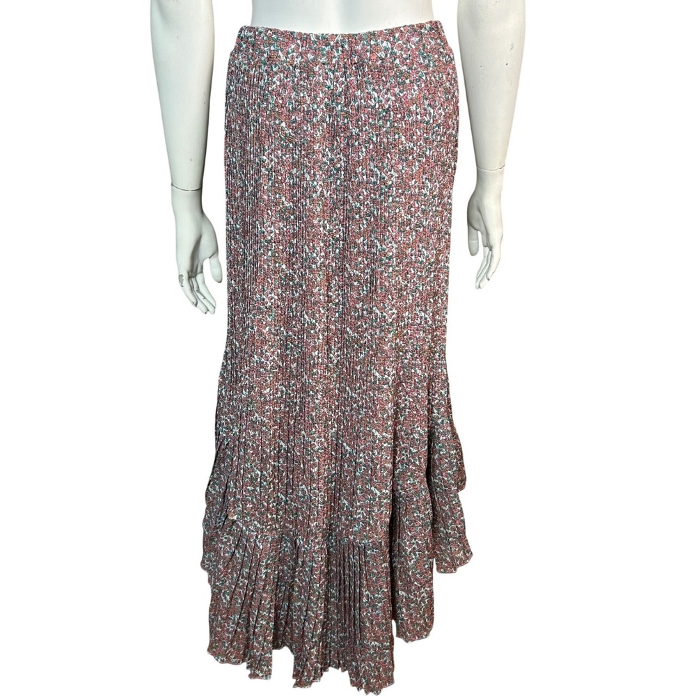 Anthropologie Lili's Closet Floral Cottagecore Pleated Maxi Skirt Large High-Low - Picture 4 of 11